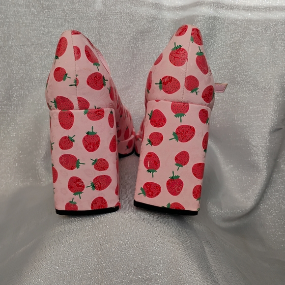 Nasty Gal Pink Strawberry Mary Jane Platform Heels - Picture 3 of 7